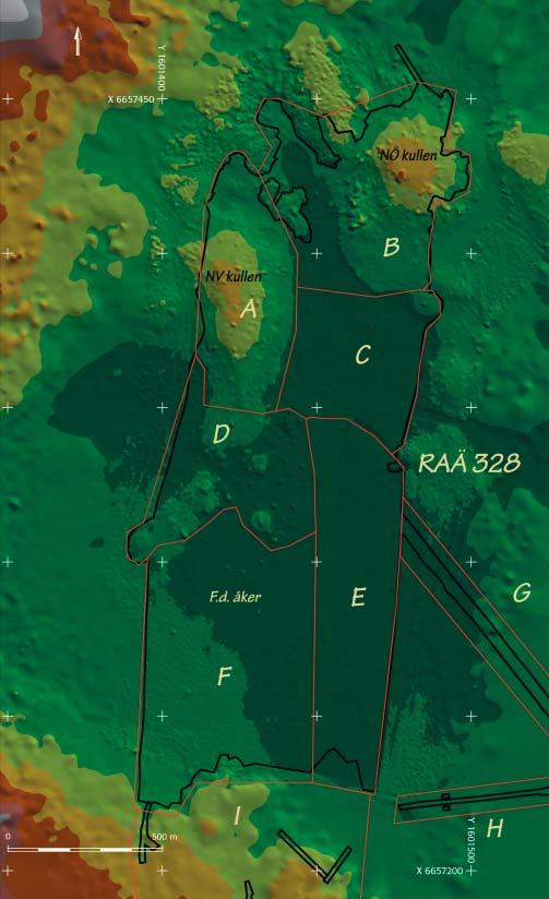 Fig. 3. Höjdmodell av undersökningsområdet. Skala : 000.