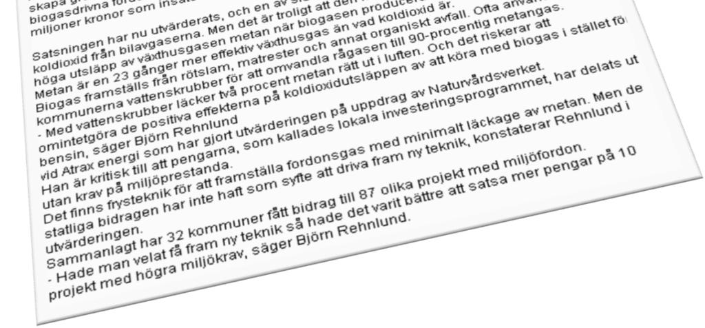 biogas. Förluster vid tankning.
