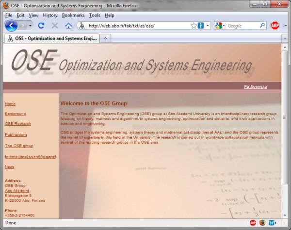 Forskningen i OSE gruppen 10 10 OSE-gruppens hemsida På adressen http://www.abo.