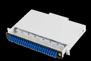 Terminering i stativ ODF 19 Standard ODF 19 Standard ODF 19, modell TD, med fanouter TD Fiberoptik 19 ODF-enhet med förmonterade 4-ribbon fanouter.