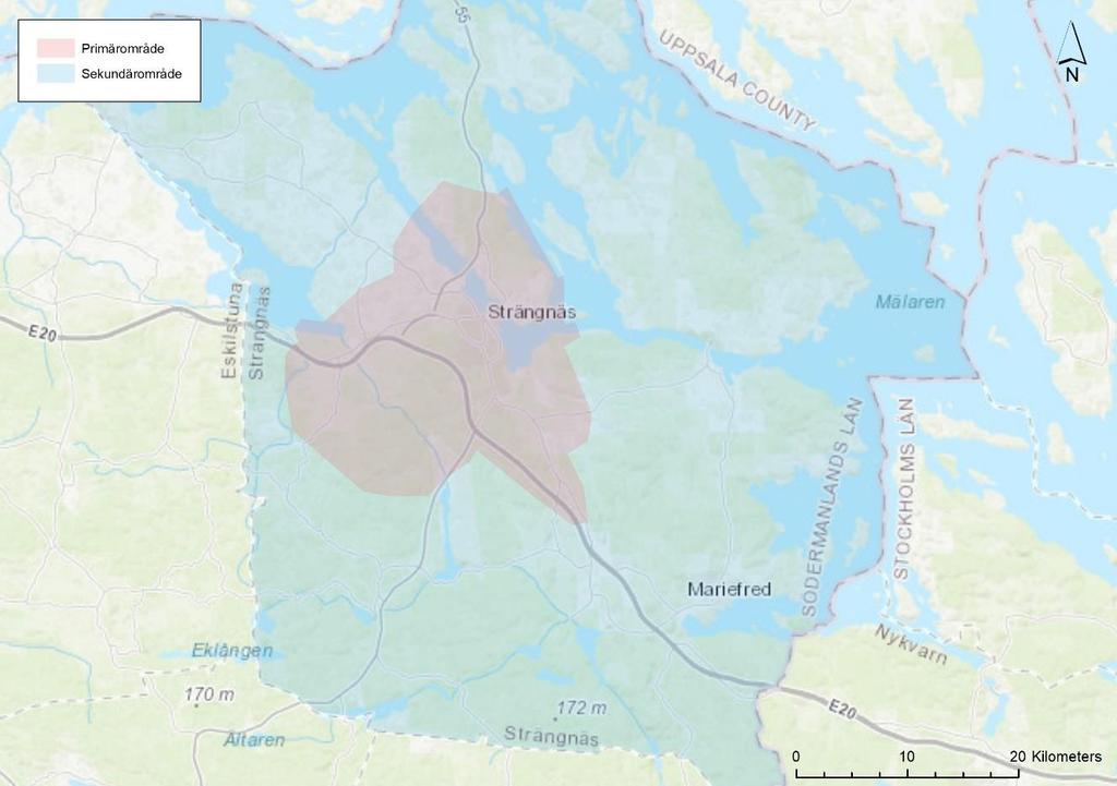 Definition av marknadsområden Upptagningsområde Upptagningsområdet är det område som omfattar efterfrågesidan, exempelvis befolkningsstorlek, köpkraft, demografisk struktur med mera.