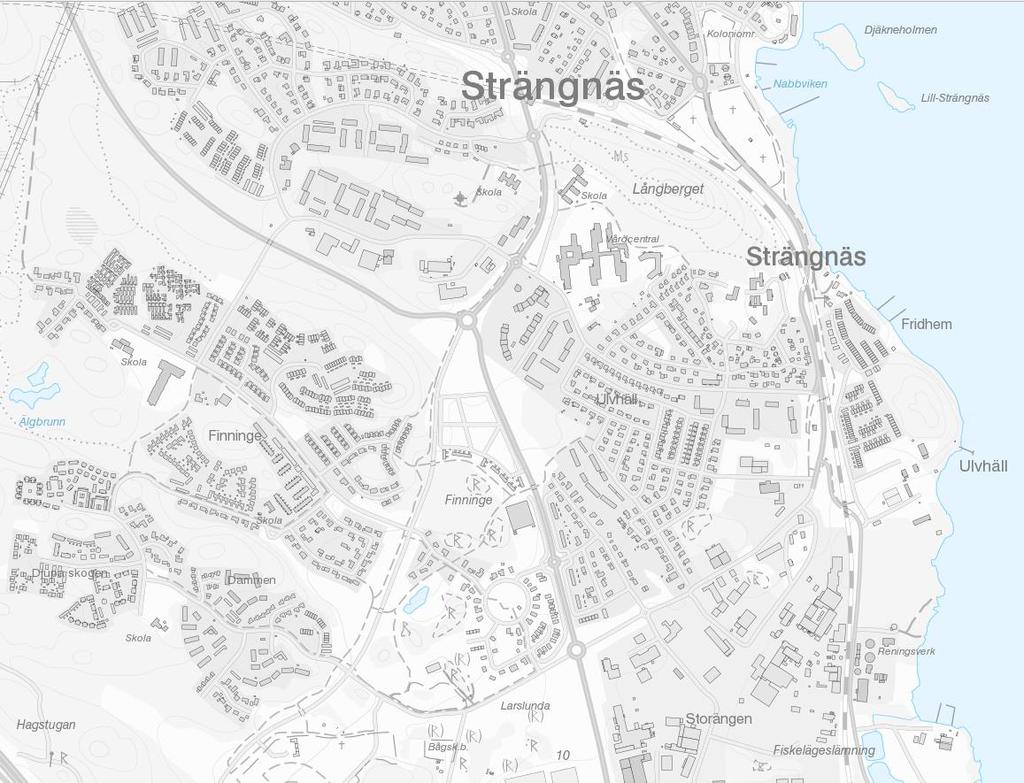Området Butiksläget Det aktuella undersökta läget ligger vid norra Finninge i södra delen av Strängnäs tätort.