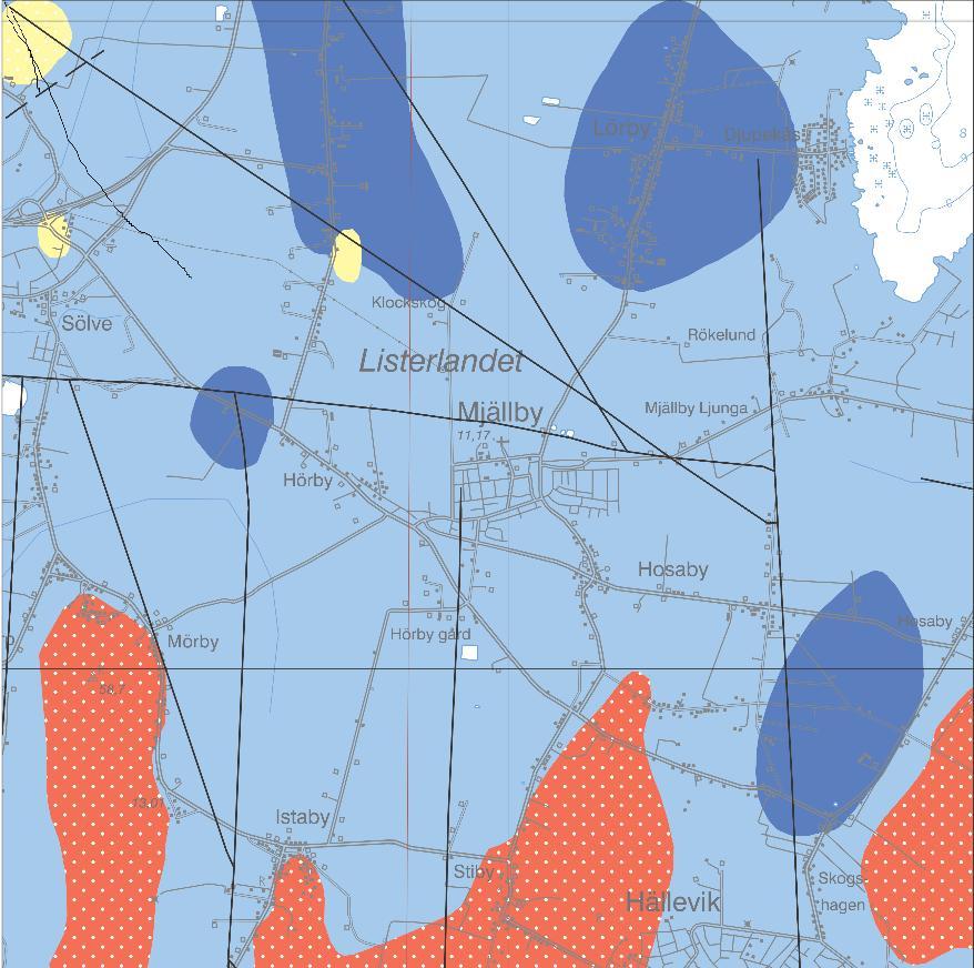 Näst i lagerföljden finns varierande typer av kalkstenar, uppbyggda av olika skalfragment från havslevande organismer. Kalkstenen kan även innehålla flinta.