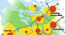 1. Övergripande struktur 2. En sammanhållen och vidgad region Övergripande struktur. Botkyrka är en del av Stockholmsregionen. Kartan visar överordnade prioriteringar mellan olika markanspråk.