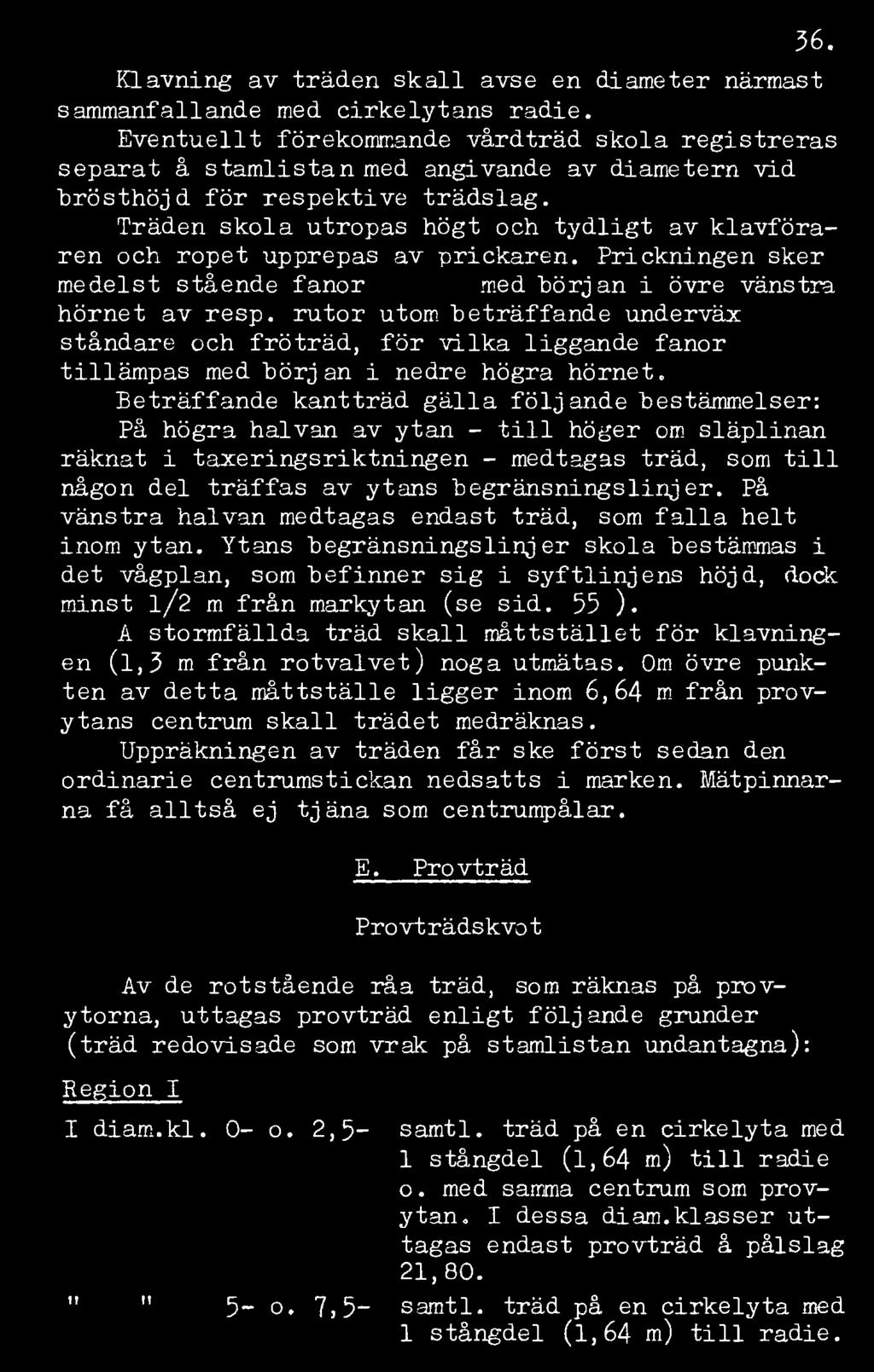 36. Klavning av träden skall avse en diameter närmast sammanfallande med cirkelytans radie.
