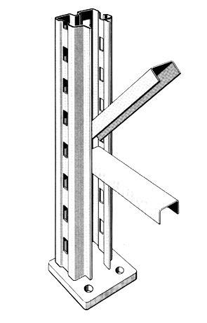 Gavelkonstruktion, distansstycke Gavel Två stolpar har svetsats ihop med stabila fotplattor samt horisontella och diagonala stag av ULP-profiler till en synnerligen belastningsbar gavel.
