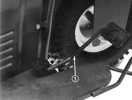 Reglage Driv- och stoppedal (Fig. 4 5) Drivpedalen har tre funktioner: den första är att köra maskinen framåt, den andra att backa maskinen och den tredje att stanna maskinen.