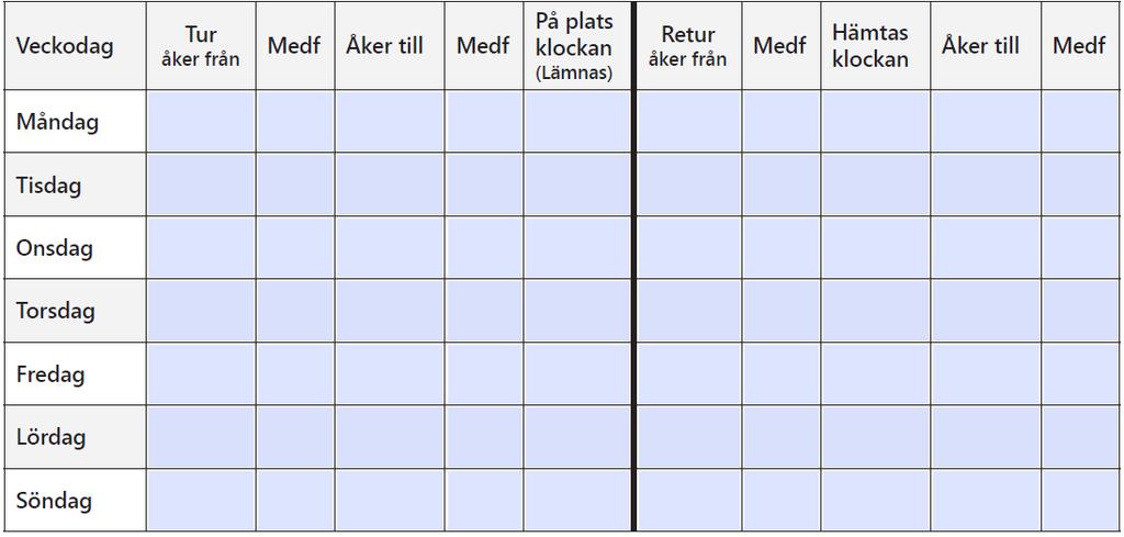 (Liggande transport, dubbelbemanning och trappklättrare är tilläggstjänster som debiteras extra enligt gällande prislista) Samtliga rutor behöver vara ikryssade med ett Ja eller Nej.