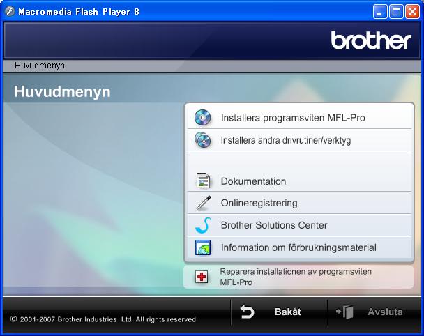 Cd-skivans innehåll MFL-Pro Suite 1 1 Cd-skivans innehåll MFL-Pro Suite Macintosh 14 Installera programsviten MFL-Pro Du kan installera programmet MFL-Pro Suite och multifunktionsdrivrutinerna.