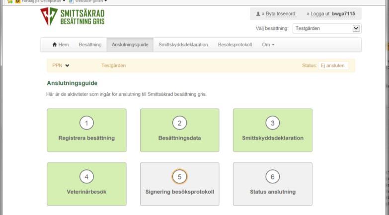 Signering av besöksprotokoll Vid veterinärbesöket fyller veterinären i ett besöksprotokoll. Detta kan ske elektroniskt på en läsplatta vid besöket eller manuellt på papper.