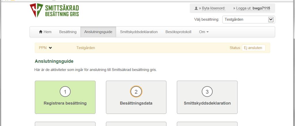 Registrera besättningsdata 1. Klicka på Besättningsdata i den grå rutan i anslutningsguiden.