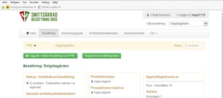Val av besättning att arbeta med i webbsystemet 1.