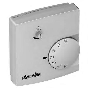 rumsmanöverpanel i designutförande, med intuitiv operatörsstyrning integrerat tidursprogram Elektromekanisk reglering: Rumstermostat
