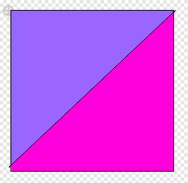Skapa en ny sprajt genom att välja rita sprajt. Rita en kvadrat och dra ett streck i en diagonal. Nu består kvadraten av två rätvinkliga trianglar.