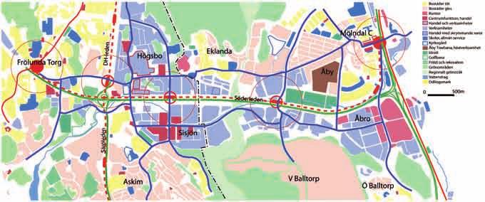 Kollektivtrafik På kartan redovisas huvudstråk för framtida kollektivtrafik inom och genom Fässbergsdalen.