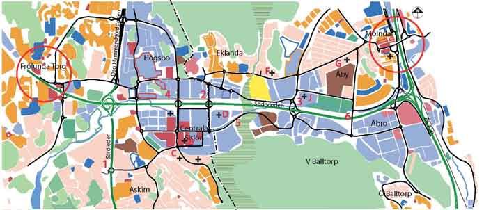 T r a f i k Förslag till etapputbyggnader Åtgärder på väg- och gatusystemet på kort sikt Med stöd av trafikanalyserna föreslås följande åtgärder att genomföras inom en 5 7 års period: 1. 2. 3. 4. 5. 6.