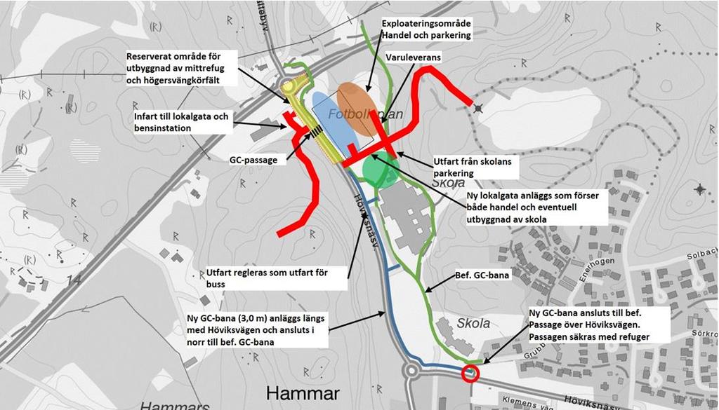 15 (18) genare sträckning norrut, till skolorna och butikerna. Emellertid innebär det inte någon ökad tillgänglighet, framkomlighet eller trafiksäkerhet inom planområdet.