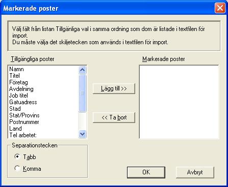 Programmet Brother PC-FAX Importera till adressboken Du kan importera ASCII-textfiler (*.csv) eller vcard (elektroniska visitkort) till adressboken.