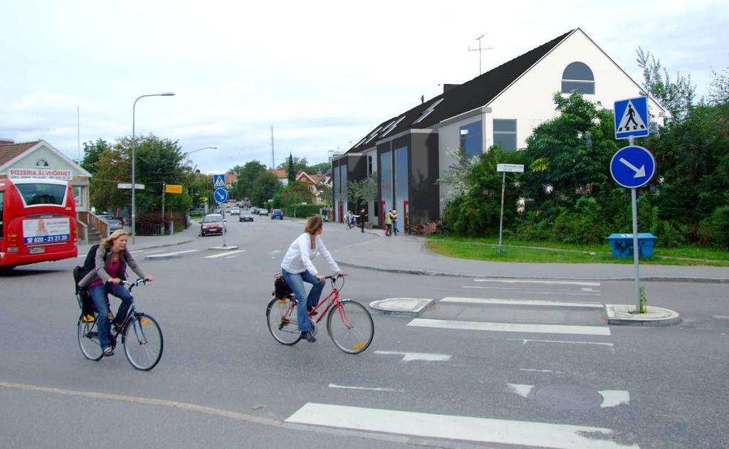 () Dp 00-00- Fotomontage med föreslagen bebyggelse, sett från väster, korsningen Johan Skyttes väg Sjättenovembervägen.