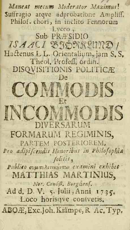 Manest rnecum Moderator Maximus] Suffragio arqve Ädpru.b2nau'.? AmpfifT. Philof. chorij iu ihclitd lennorum I.vceo, Sub PRffSIDIO UaHenus l^ L. Orientalium, jam S. S. 'Pheo.. ProfeiX ordin.