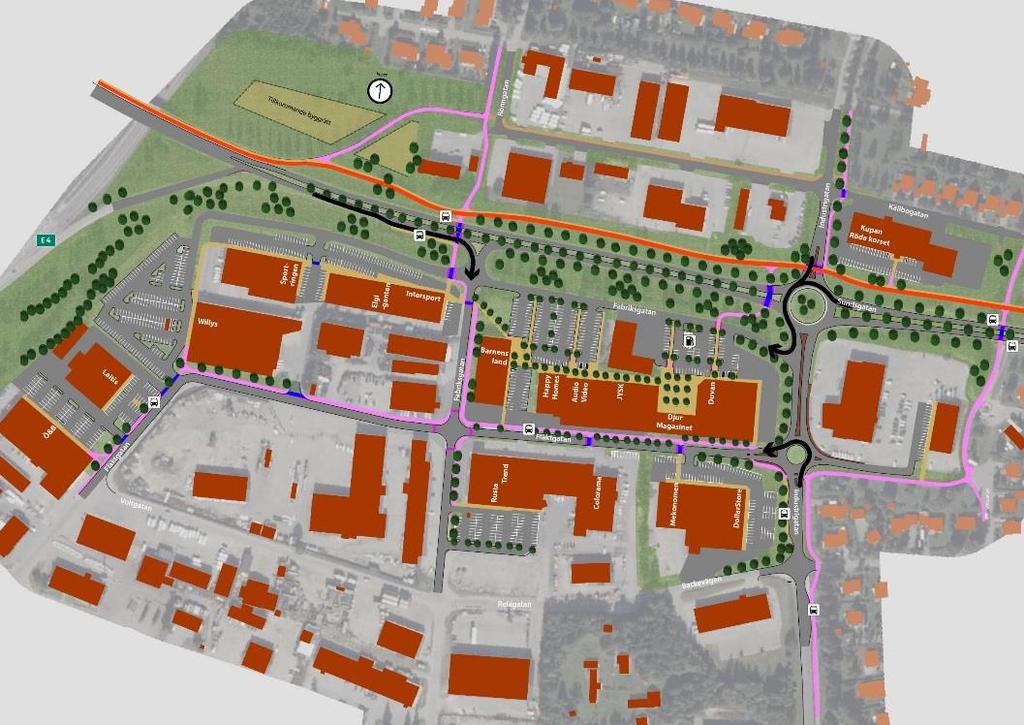 Biltrafik Handelsetableringar utanför centrumkärnan medför krav på hög tillgänglighet med bil.
