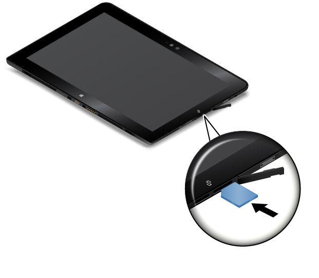 3. Håll micro-sim-kortet med metallkontakterna nedåt och sätt in kortet ordentligt i kortplatsen enligt bilden tills du hör ett klickande ljud. 4.