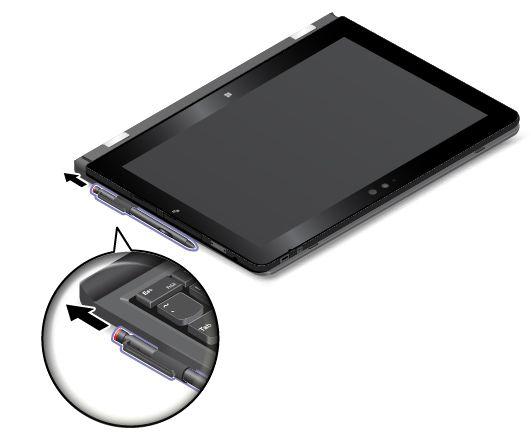1. Ta ur Tablet Digitizer Pen eller ThinkPad Active Pen ur pennhållaren i pilens riktning. 2. Ta ut pennhållaren ur pennhållarplatsen vid behov.