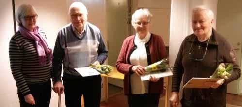 Årsmötet 2017 Från vänster Iha Frykman samt våra hedersmedlemmar Bernt Pettersson, Kerstin Stenberg och Björn Maxe. Lilian Andersson saknas på bilden.