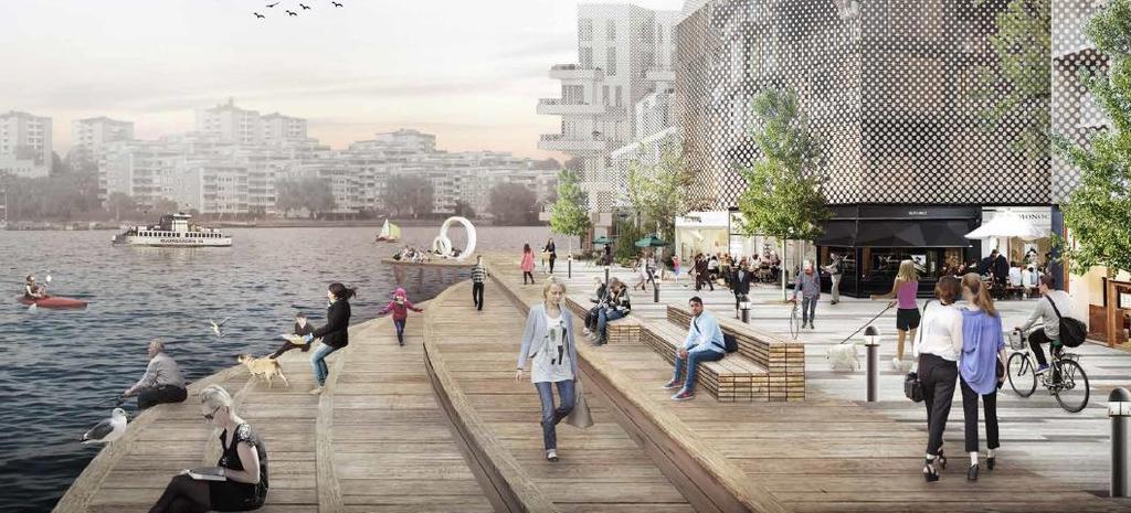 Sida 18 (28) Bebyggelsen Den föreslagna strukturen innebär att en ny stadsfront skapas mot vattnet.