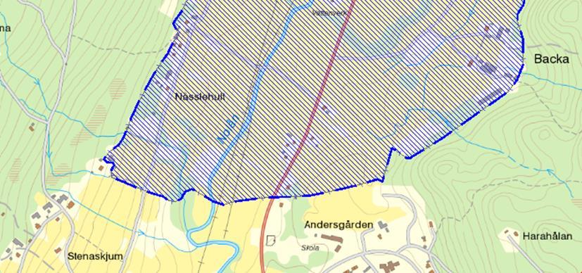 3.3 Rening av dagvatten Det dagvatten som rinner av från utredningsområdet bedöms vara relativt rent då områdets vägar endast kommer att belastas av mindre trafik.