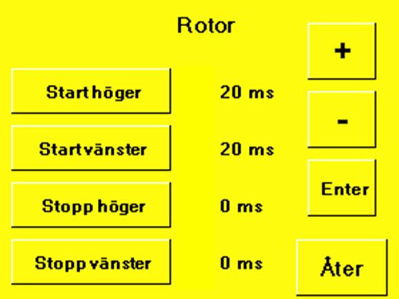 Hur jutering går till hittar du på följande sidor. 13.1.2. Rotor Meny/Ramp/Rotor. Bilden intill visar meny för inställning Ramp på Rotor.