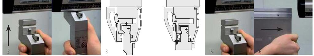 Hydraulisk spännanordning 1. Se till att spännanordningen är i öppen position. 2. Sätt i verktygen med Safety-Click Verktygen kan sättas i vertikalt spänningsanordningen.
