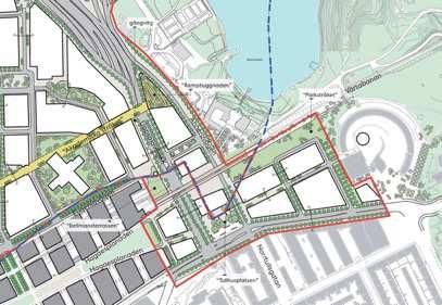 8 (67) Kvarteren öster om Norrtullsgatans förlängning ligger delvis inom Nationalstadsparken och föreslås bli del av den täta staden.