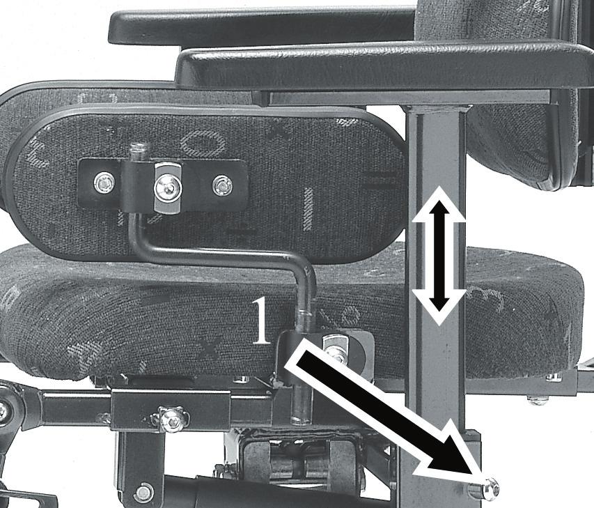 8 ARMSTÖD intällningar (ﬁg 10-11) ARM REST - adjustments (ﬁg 10-11) Höjd: Lossa skruven (1) och ställ in önskad höjd. Drag åt skruven. Bredd: Lossa skruven (2) och ställ in önskad bredd.