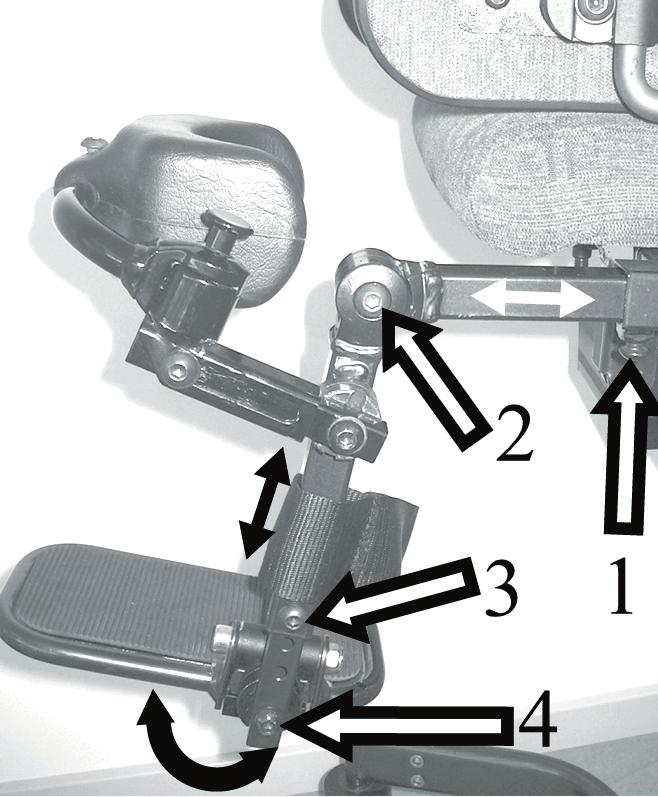 Ställ in önskad vinkel. Drag åt skruven. Verktyg: insexnyckel 5 LEG RESTS divided (ﬁg 12) Depth (in relation to the seat): Loosen the screw (1).