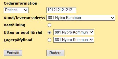 9 (17) Uttag ur eget förråd Skapa en kundorder och välj Uttag ur eget förråd Välj en individ Om den är komponenthanterad (219685) så ser du vilka komponenter som