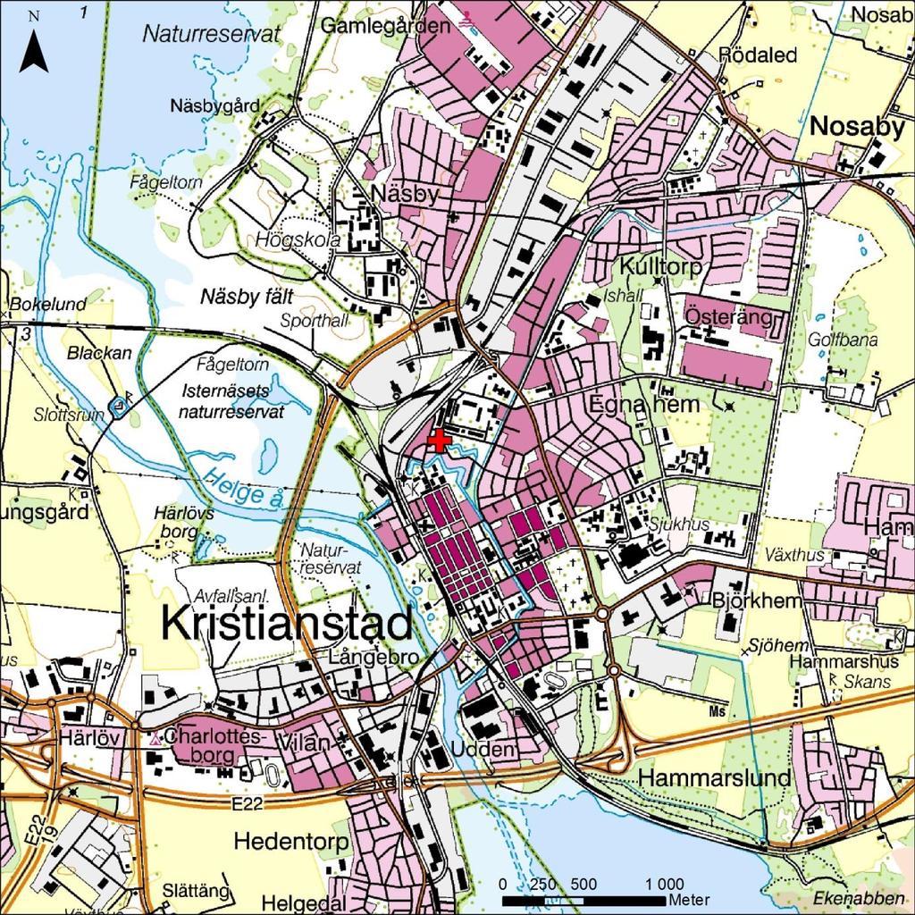 Figur 1. Skåne. Kristianstad kommun markerat med blått.