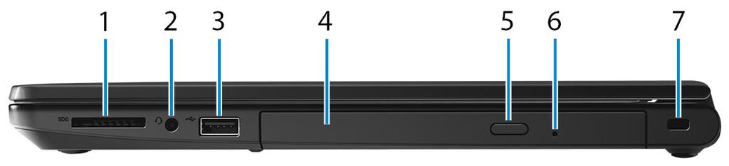 1 Power-adapter port Connect a power adapter to provide power to your computer and charge the battery.