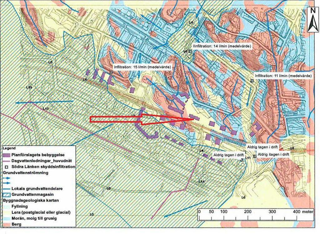 2. Geologi Fastigheten har en yta av cirka 5000 m 2 och består idag till större delen av parkmark med rik vegetation.
