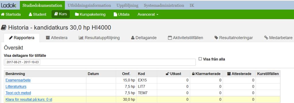 Förbereda för resultatrapportering och attestering Lägg till