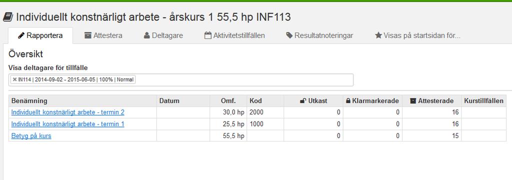 Borttag av betyg Sök upp student eller kurstillfälle