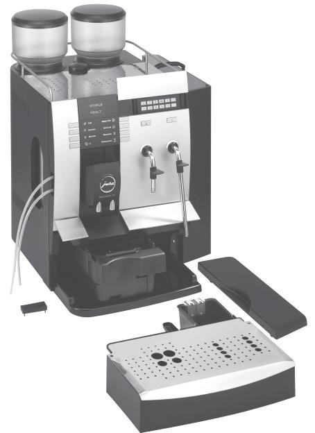 Uttagsknapp Latte Macchiato I Uttagsknapp 2x J Uttagsknapp Espresso K Uttagsknapp Kaffe L Uttagsknapp Cappuccino M Display N Bönbehållare O Påfyllningstratt för rengöringstablett.