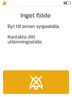 Visuella indikatorer och ljudindikatorer Beskrivning Vad du ska göra 1 pip som upprepas var 16:e sekund Larmet No Flow (Inget flöde) Detta larm utlöses när apparaten detekterar att det inte finns