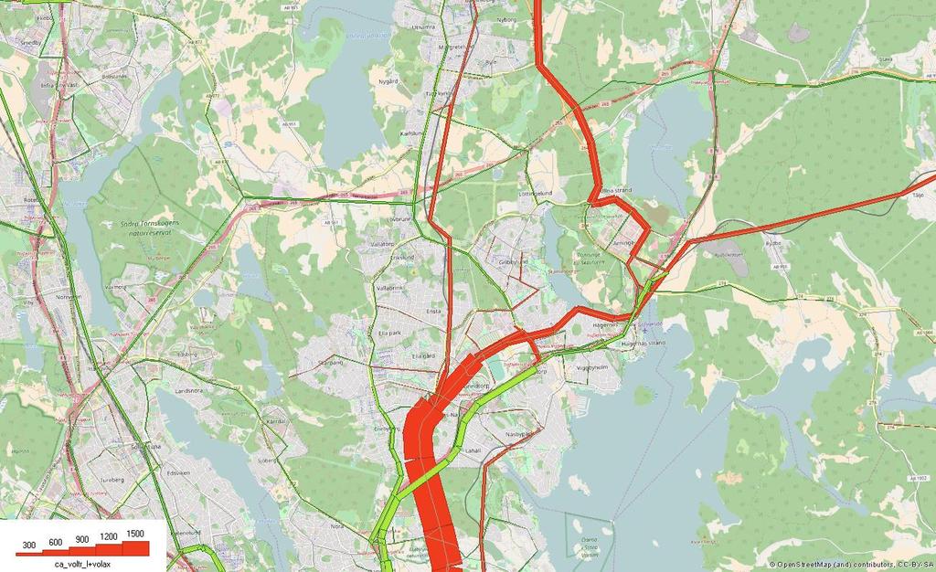 4.4 KOLLEKTIVTRAFIKFLÖDEN Figur 12 visar skillnaden i kollektivtrafikflöden mellan planförslaget och nuläget.