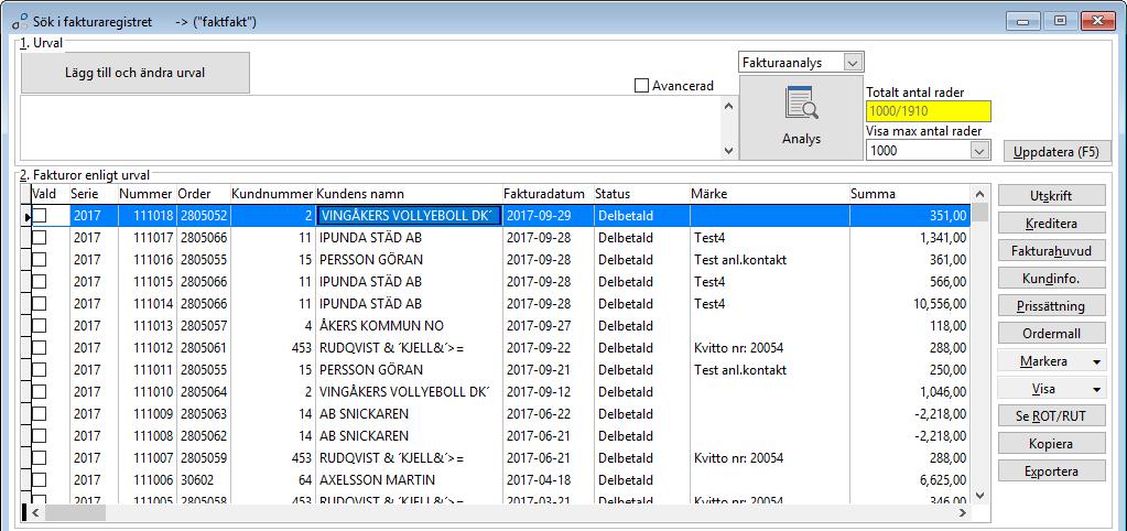 Allmänt/System Rättningar Allmänt/System SQL. Vid sökning av poster i olika register hittades inte alltid det man sökte på. Nu är den generella sökhanteringen delvis omarbetad och rättad.