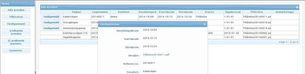 vänster. Sorteras då efter status.