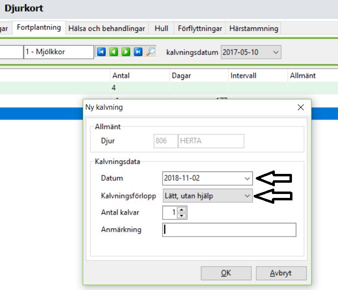 8 3. Registrera kalvning via djurkortet.