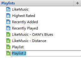 1 Under Playlists (Spellistor) klickar du på för att skapa en spellista.» En ny spellista skapas. 2 Ge den nya spellistan ett namn.
