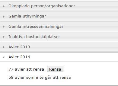 När det gäller avier så får man ta ett år i taget. Funktinen tittar på avidatumet ch inte periden. Om avier inte går att rensa så kan det ber på mallkeringar eller ej skickade verifikatiner.