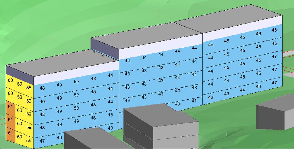 2016-02-25, sid 9 (11) Figur 11. Ekvivalent ljudnivå vid fasad för hus B1, B2 och B3.
